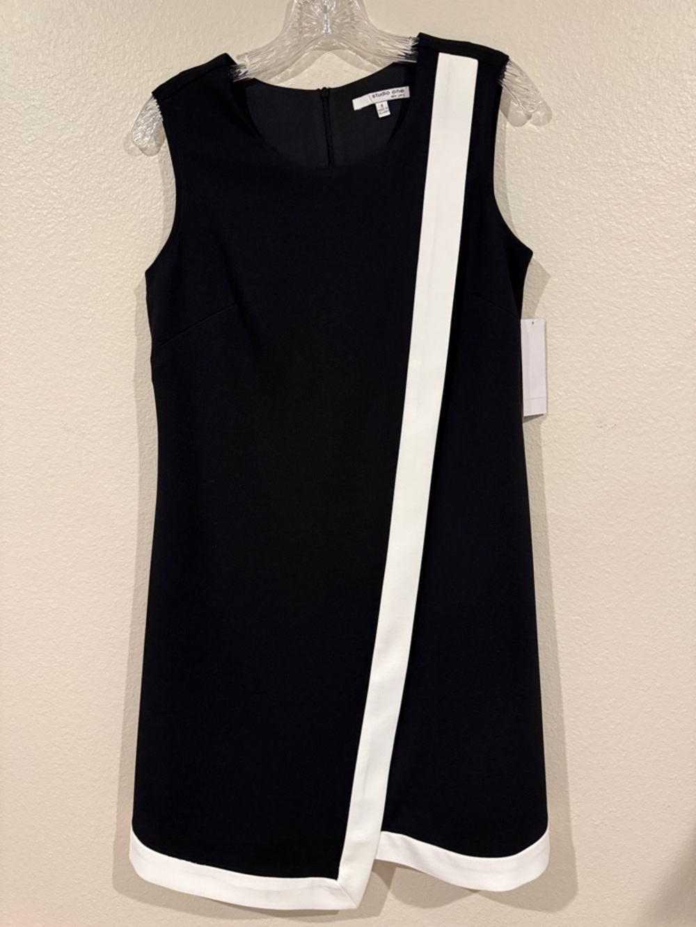 Studio One Black Mini Dress with White Contrast Band